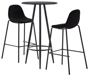 vidaXL Set mobilier de bar, 3 piese, negru, material textil