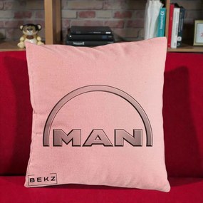 Perna Personalizata cu emblema MAN, 40x40 cm, Roz, Husa Detasabila, Perna Inclusa, BEKZ®