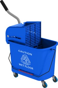 HOMCOM Cărucior Profesional pentru Curățenie cu Găleată pentru Mop de 20L, 60x27x70,5 cm, Albastru | Aosom Romania