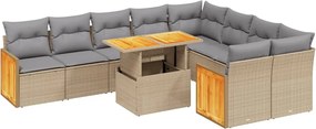 vidaXL Set canapele de grădină cu perne, 10 piese, bej, poliratan