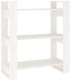 813900 vidaXL Bibliotecă/Separator cameră, alb, 80x35x91 cm, lemn masiv pin
