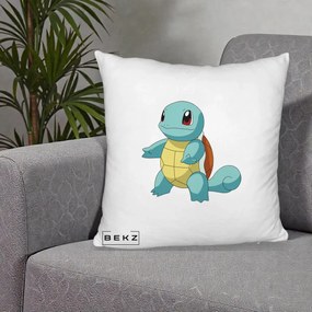 Perna Personalizata Squirtle Pokemon, 40x40 cm, Alb Pufos, Husa Detasabila, Perna Inclusa, BEKZ®