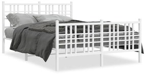 376388 vidaXL Cadru de pat metalic cu tăblie, alb, 120x190 cm