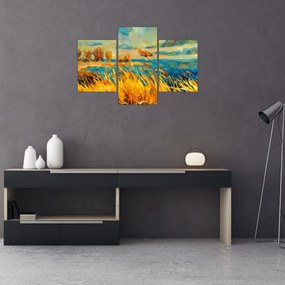 Tablou - Apus de soare peste lac, pictură acrilică (90x60 cm)
