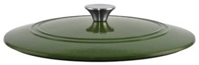 Cratiță din fontă emailată cu capac 31.5x8.5 cm – Perfect Home 80057, verde, pentru cuptor, rețete consistente, gătit fără ardere