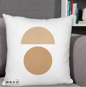 Perna Decorativa Geometric Minimalist Auriu, 40x40 cm, Alb Pufos, Husa Detasabila, Perna Inclusa, BEKZ®