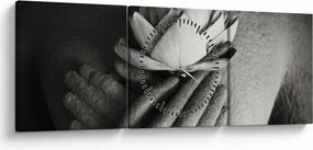 Tablou - Lotus în mâinile lui Buddha (cu ceas) (90x30 cm)