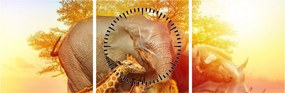 Tablou - Animale africane (cu ceas) (90x30 cm)