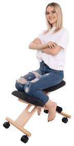 Scaun genunchi ergonomic, negru / fag, GROCO