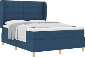 vidaXL Pat cu arcuri cu saltea albastru 190 x 140 cm țesătură