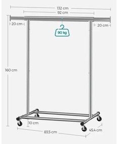 Cuier mobil de podea LINEA, argintiu