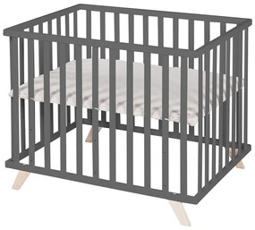 Țarc pentru copii gri închis din lemn masiv de fag 75x100 cm Lil Planet – Roba