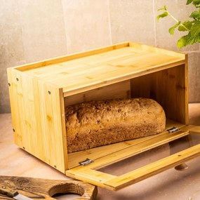 Cutie pentru pâine din bambus cu front acrilic, 35.5×24×18 cm, Klausberg KB-7923