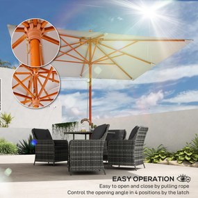 Outsunny Umbrelă de Grădină cu Sistem cu Coardă și Parasolar cu 2 Niveluri, 300x300x297 cm, Gri | Aosom Romania