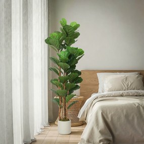 HOMCOM Plantă Artificială Ficus Lyrata 150 cm - Verde | Aosom Romania