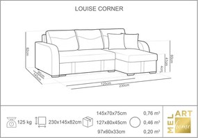 Colțar extensibil cu spațiu pentru depozitare Melart Louise, negru