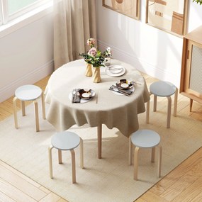 HOMCOM Set de Scaune Stivuibile pentru 4 Persoane, Scaune Moderne de Stivuire, Scaune Rotunde fără Spate, 40x40x45 cm, Lemn Natural | Aosom Romania