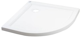 Coria 80x80x5 cm tăviță de duș semicirculară, acrilică, cu sifon inclus