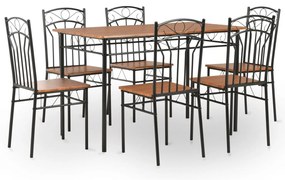 vidaXL Set mobilier de bucătărie, 7 piese, maro, MDF și oțel