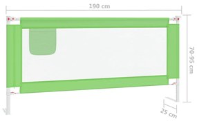 Balustrada de protectie pat copii, verde, 190x25 cm, textil 1, Verde, 190 x 25 cm