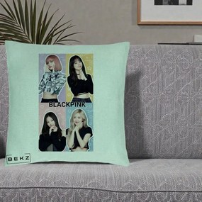 Perna Personalizata K-pop BLACKPINK Negru, 40x40 cm, Verde Menta, Husa Detasabila, Perna Inclusa, BEKZ®