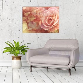 Tablou pe sticlă cu trandafir (70x50 cm)