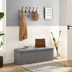Bancheta versatila cu capac, MDF / textil, gri deschis, Songmics