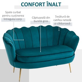 HOMCOM canapea 2 locuri, model scoica 130x77x77 cm | Aosom Romania