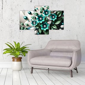 Tablou - Flori turcoaz 3D (90x60 cm)