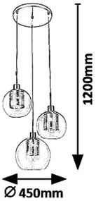 Lustra moderna cu 3 pendule din sticla Philana 6496 RX