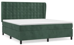 3129468 vidaXL Pat box spring cu saltea, verde închis, 180x200 cm, catifea