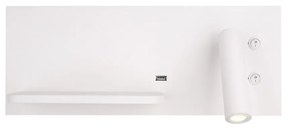 Aplica de perete cu spot LED, lumina ambientala, mufa USB si incarcare wireless, SUPERIOR alb