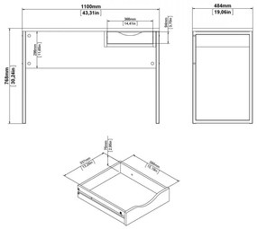 Birou Felix Light 110, alb mat / alb