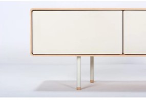 Comodă TV albă/în culoare naturală din lemn de stejar 160x48 cm Fina – Gazzda