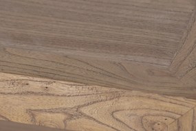 Bufet rustic în stil oriental, din lemn de ulm reciclat, natur, cu 2 uși cu grilaj, 3 sertare și raft deschis, 80 x 170 x 40 cm, „Largentière”