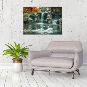 Tablou pe sticlă - iaz asiatic (70x50 cm)