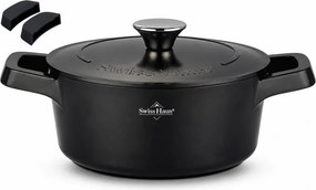 Oală Swiss Haus SH-ZC24B, 24 x 11 cm, 4,2 l, acoperire ceramică Sapphire, cuptor până la 220 °C, inducție, negru