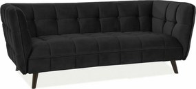 Canapea CASTELLO 3, negru/wenge, stofa catifelata/lemn/PAL, 200x85x78