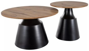 Set 2 mese de cafea Itaka stejar artizan/negru ø50/ø70