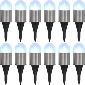 vidaXL Lămpi solare de sol, 12 buc., alb, becuri LED