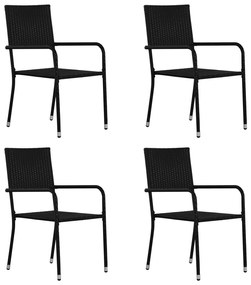 Set de masa pentru gradina, 5 piese, negru Negru, Lungime masa 85 cm, 5