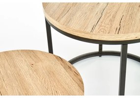 Set de 2 mese de cafea JENO, stejar/negru