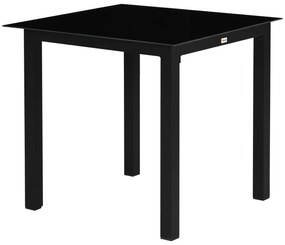Outsunny Masă de grădină pătrată pentru 4 persoane cu blat din sticlă securizată și cadru din aluminiu 80 x 80 x 74 cm negru | Aosom Romania