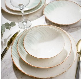 Set de veselă 24 piese alb/verde/porțelan