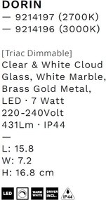 Aplica LED decorativa pentru baie IP44 LED 2700K DORIN alba