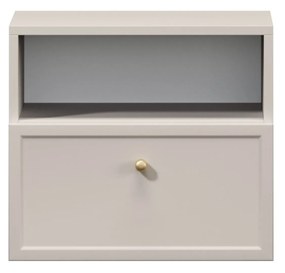 Noptieră suspendată Lorini 45 cm cu sertar - cașmir / mâner auriu