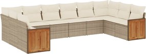 vidaXL Set canapele de grădină cu perne, 10 piese, bej, poliratan