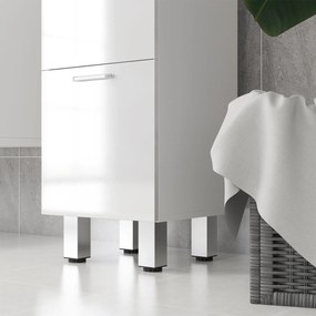 Dulap de baie kleankin, Badschrank, 4 sertare, placă de particule, lucios, alb | Aosom Romania