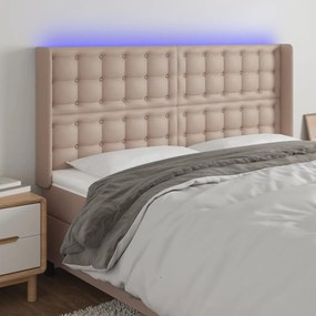 3124155 vidaXL Tăblie de pat cu LED, cappuccino, 183x16x118/128 cm, piele eco