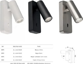 Aplica de perete cu reader Mini GU10 NOTTE nickel satinat